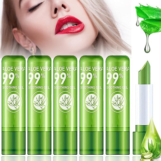 6 Pack Aloe Vera Lipstick,Long Wear Nourishing Lip stick,Waterproof Moisturizing Color Changing Lip Balm Lipstick,Lip Gloss,Magic Temp Color Change Matte Lip Gloss Makeup