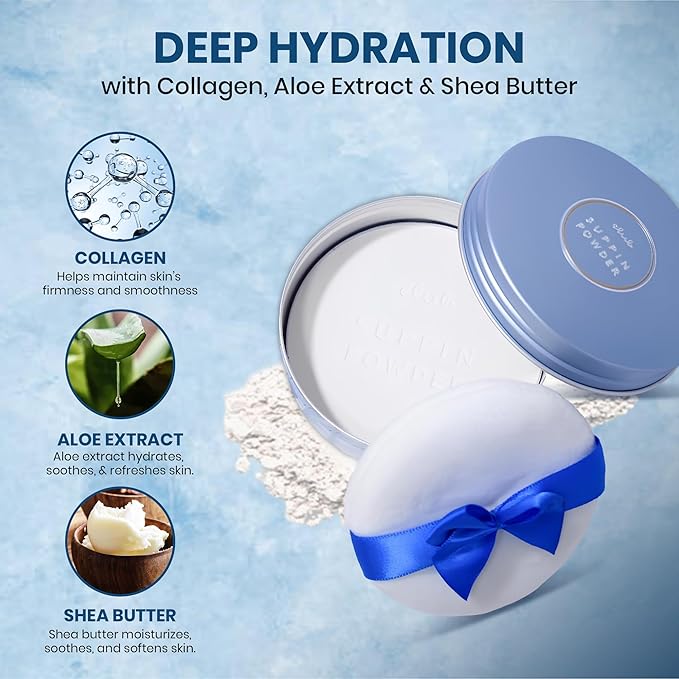 Club Suppin Translucent Setting Powder Foundation + Overnight Skincare, Finishing Powder Makeup & Face Powder for Women with Amino Acids, Shea Butter& Aloe, 24H Long-Lasting Japanese Skincare, WHITE