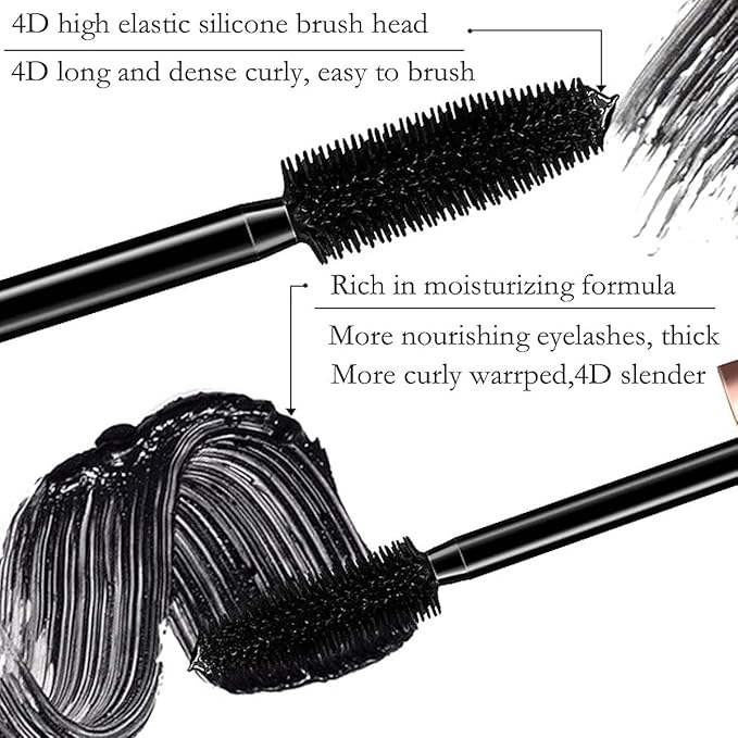 Venicare 4D Silk Fiber Lash Mascara Liquid Extension Makeup Eye Lash Kit Luxuriously Longer Thicker Voluminous Eyelashes Waterproof Smudge-proof Natural No Clumping Smudging Lasting All Day 3 Pack