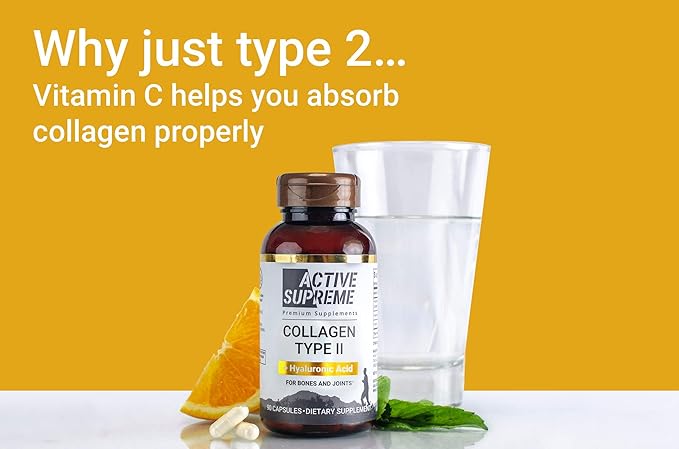 3 Pack Collagen Pills Type 2 for Joint and Cartilage Support - Grass Fed Beef Collagen Hydrolyzed Type 2 Capsules with Vitamin C and Hyaluronic Acid