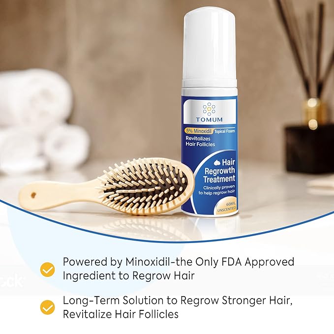 5% Minoxidil Foam for Men and Women Hair Growth, Minoxidil for Men and Women Foam, Lightweight Fast-Absorbing Non-Greasy Hair Regrowth Treatment for Thinning Hair and Balding