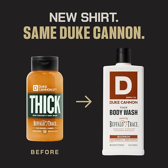 Duke Cannon Supply Co. Thick High Viscosity Body Wash - 3X Thicker, Cleansing Shower and Bath Gel, Mineral-Enriched Body Wash for Men - Big American Bourbon - Mens Body Scrub - Bourbon (18 oz)