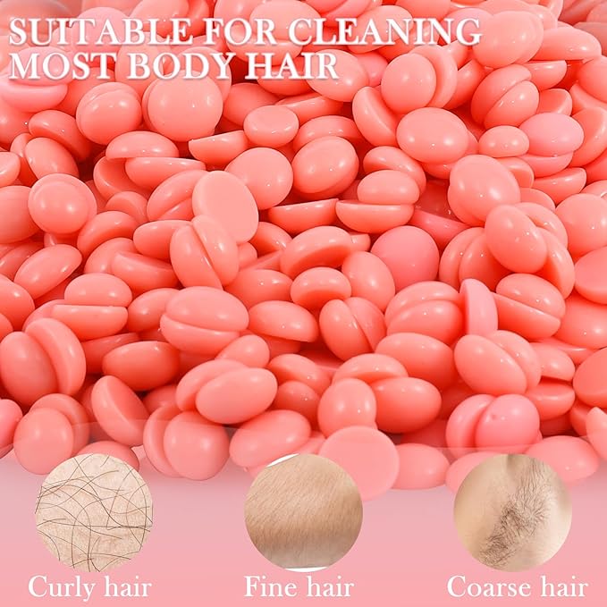 Wax Beads for hair removal- 1lb Hard Wax Professional Beans - Low Termperature Stripless Melting Wax for Body, Leg, Bikini Back, Nose, Upper Lip, Facial, Underarm - Brazilian Painless Waxing
