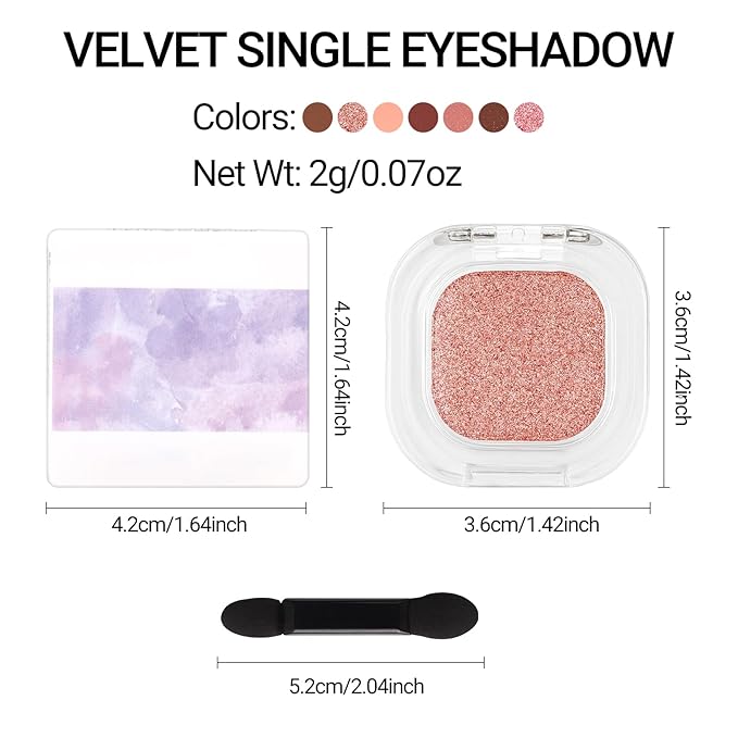 Erinde Champagne Rose Gold Single Eyeshadow Palette, Shimmer Cream Eye Shadow for Women, Blendable Long-Lasting Waterproof Eye Makeup Palette, High Pigment Powder Sombra De Ojos, 03 Rosy Champagne