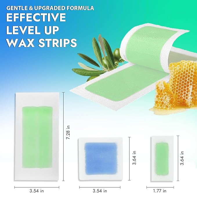 Waxkiss Wax Strips Kit for Women Men 70 Counts 3 Sizes & 12 Pcs Prewax and Afterwax Wipes Ready-to-use Waxing Strip Kit for Hair Removal Home Waxing Kit