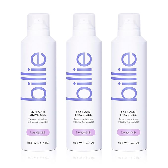 Billie SkyFoam Shave Gel - Lavender Milk Scent - Water-activated Foam - Made With Aloe & Cucumber - For A Close, Smooth Shave - 6.7 fl oz, 3-pack