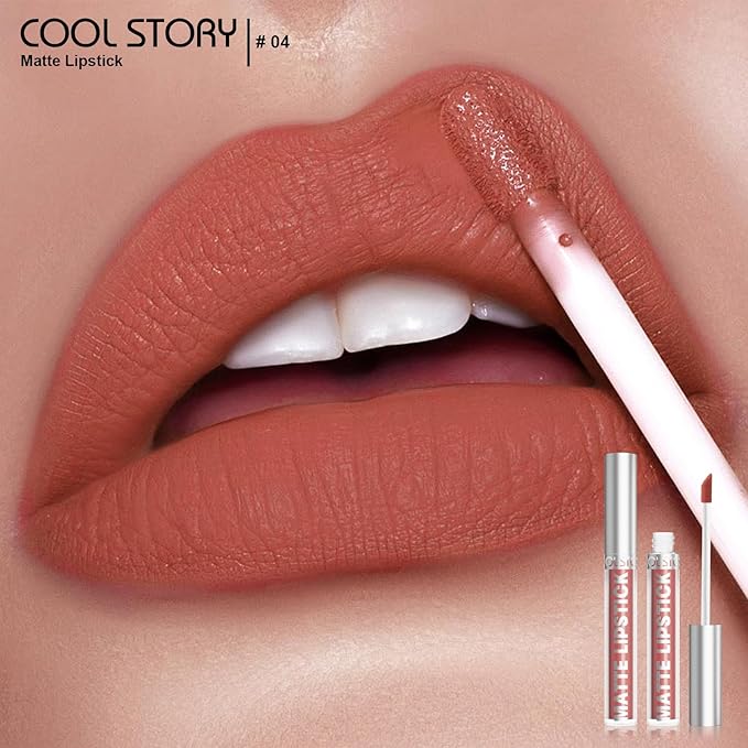 COOL STORY Matte Lip Stain Tint Highly Pigmented Color Long-Lasting Waterproof (04)