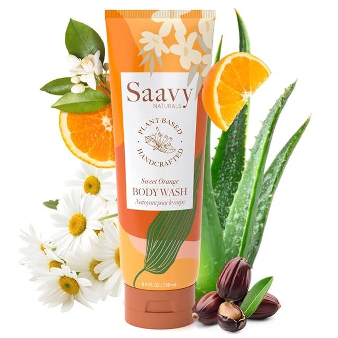 Body Wash Sweet Orange Saavy Naturals - Plant-Based Ingredients - Made In USA - Sensitive Skin Body Wash, l Organic & Vegan Formula With Coconut Oil, Shea Butter, And Aloe Vera - 8.5 Fl Oz,