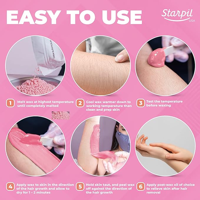 Starpil Wax 2268g / 5 lb Pink Hard Wax Beads for Painless Hair Removal, Stripless Wax Beads, Polymer Blend Low Temperature Wax for Face, Bikini, Brazilian, Legs, Underarm, Back and Chest.