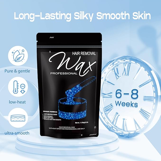 2.5lb Wax Beads, Hard Wax Beads with Coarse Hair Formula -Wax Beads for Hair Removal Sensitive Skin Women, Idea for Full Body, Legs, Face,Bikini and Brazilian (Chamomile)