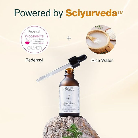 Nourish Mantra Advanced Hair Growth Serum 50ml, 3% Redensyl, 2% Anagain, 2% Procapil, 5% Rice Water, Promotes Hair Regrowth, Anti Thinning & Hair Loss Treatment,Rapid Hair Growth Serum for Women & Men