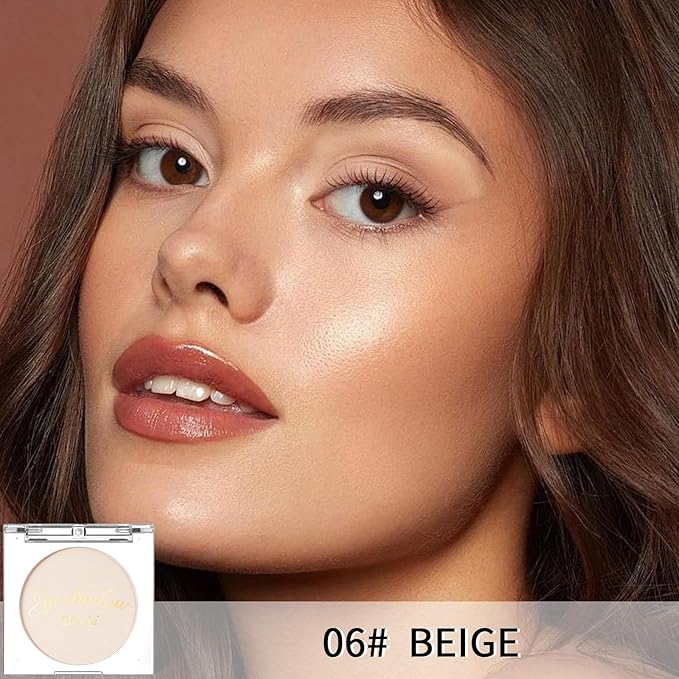 Erinde Single Beige Matte Eyeshadow Palette, Velvet Eye Shadow Compact Powder Primer Base Makeup, Neutral Nudes Matte Pressed Powder Eye Shadow Palette, 06# Beige