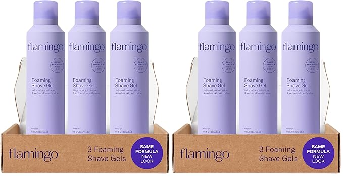 FLAMINGO Women's Foaming Shaving Gel with Aloe Vera, 6.7oz - 3ct (Pack of 2)