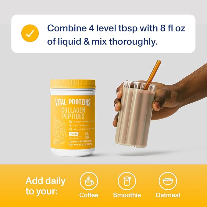 Vital Proteins Collagen Peptides Powder Vanilla - Supports Hair, Skin, Nails, Bones, Joints, Powder for Women