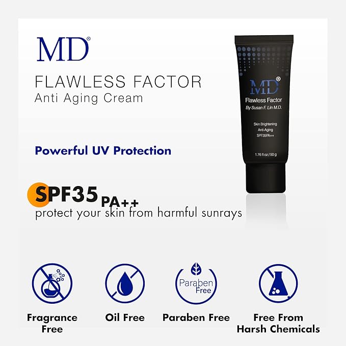 MD Flawless Factor BB Cream – Skin Brightening Anti-Aging Moisturizer with SPF 35 PA++ | 1.76 fl oz (50g) | Buildable Coverage
