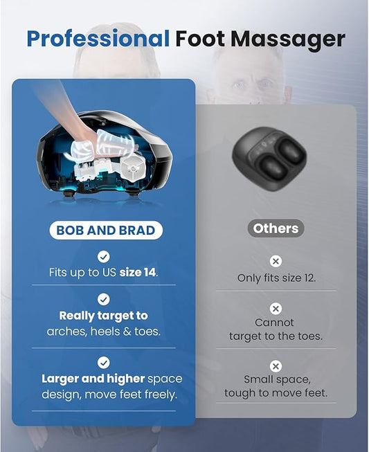 BOB AND BRAD Foot Massager Machine with Heat and Remote-FSA & HSA Eligible, Electric Shiatsu Deep Kneading Foot Massager with 4 Level, Relieve for Plantar Fasciitis and Neuropathy Pain