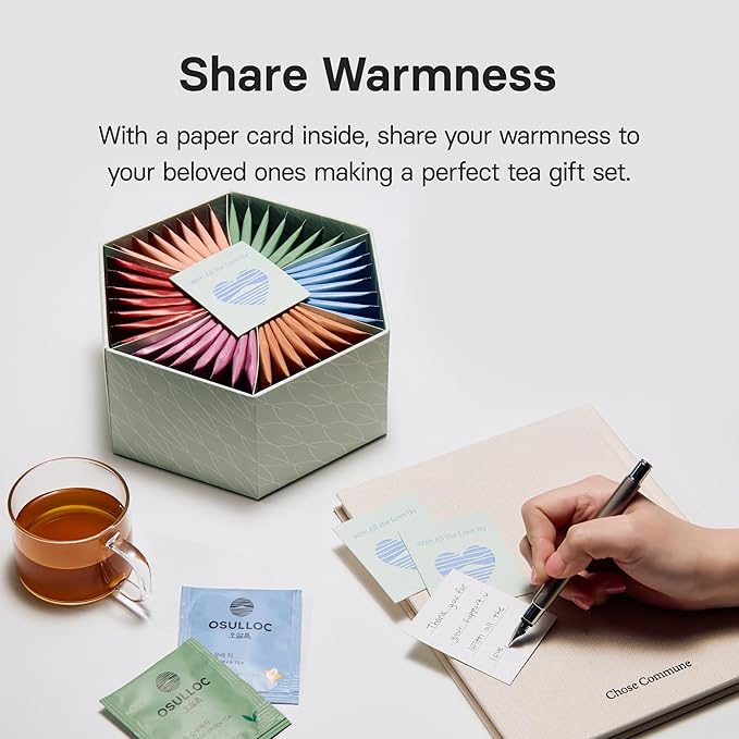 OSULLOC TEA VARIATION ESSENCE (42 Count, 6 Types x 7 ea), Mother's Day Tea Gift Set, Special Thank You Card attached