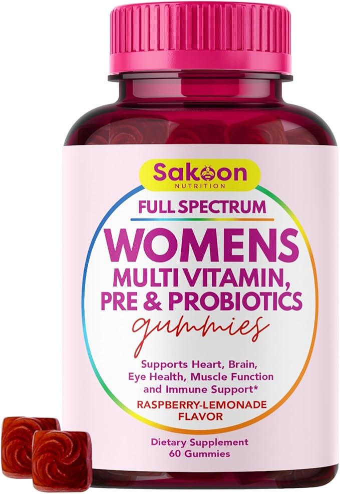 Sakoon nutrition Halal Women's Full Spectrum Multivitamin Gummies with Probiotics & Prebiotics – Complete Daily Wellness Support, Immune & Digestive Health – Vegan, Non-GMO, Delicious Fruit Flavor!