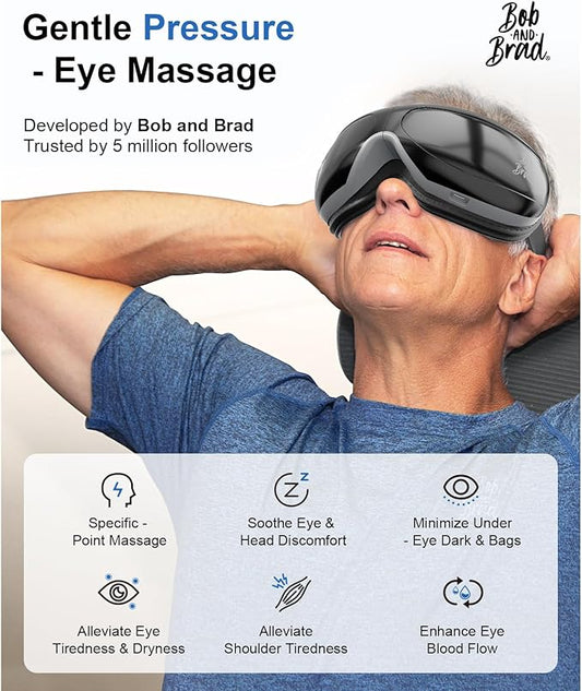 BOB AND BRAD Eye Massager, EyeOasis 2 Plus Eye Mask for Migraines with Remote, Heat, Compression, Smart Face Massager for Dry Eyes Relief, FSA Eligible/HSA Eligible Birthday Gifts for Women Men Mom