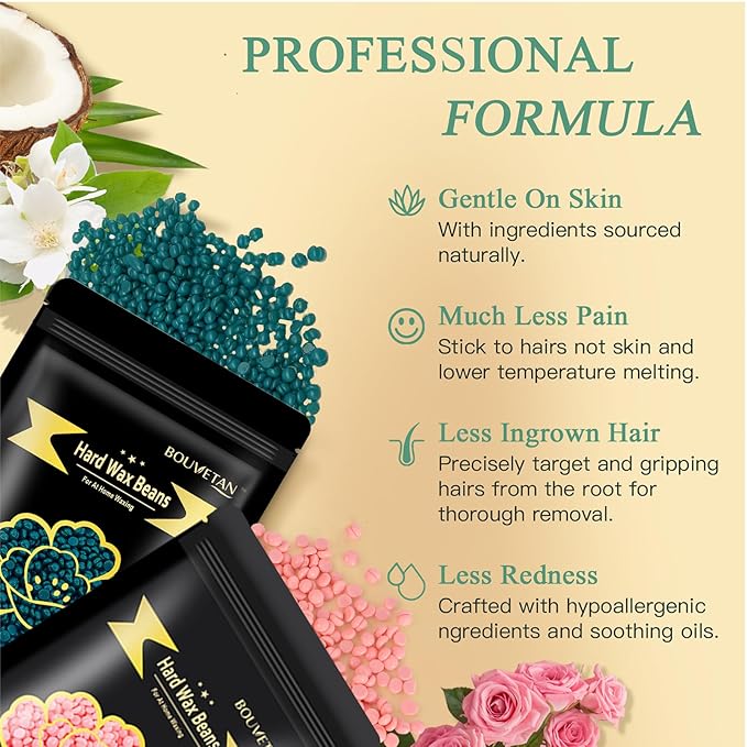 Wax Beads for Hair Removal, 1.3Lb/21oz Hard Wax for Eyebrow, Face, Bikini, Legs, Arms, Full Body Waxing with 10pcs Wax Spatulas, 6 Packs