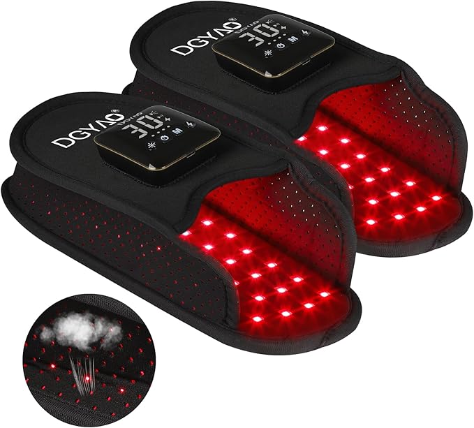 Cordless Rechargeable Red Infrared Light Therapy for Feet Pain Relief FDA Cleared Slipper LED Light Therapy Pad Device for Foot Toes Instep Heel Home Travel Use