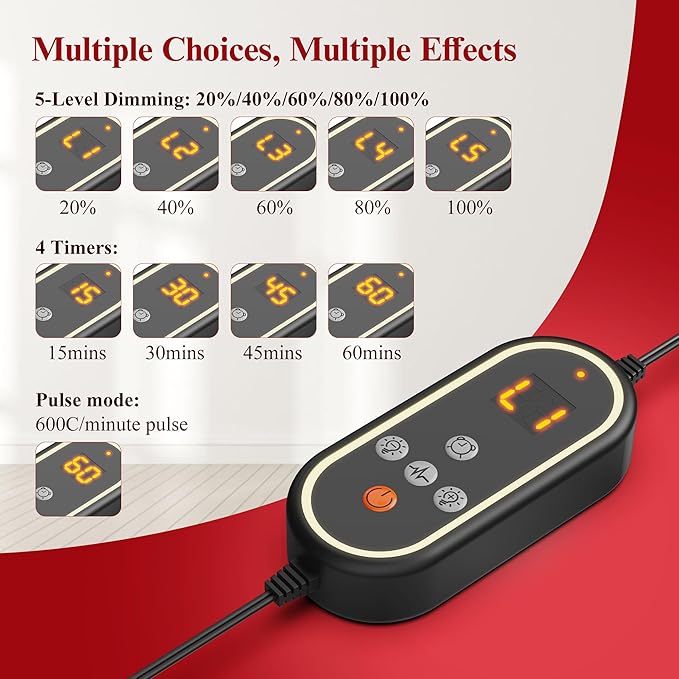 Red Light Therapy for Face and Body, Red Infrared Light Therapy Lamp with Stand Led 660nm Red Light and 850nm Infrared Light Device for Face and Body