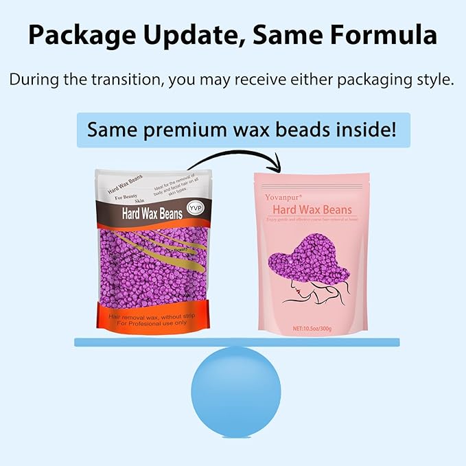 Hard Wax Beads for Hair Removal, Waxing Beans for Sensitive Skin (Violet), 10.5 Ounce/bag with 10pcs Wax Sticks