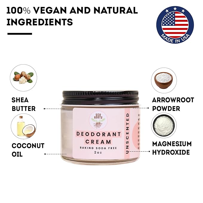 ECO ROOTS Natural Deodorant for Women & Men | Organic Deodorant Cream Non Aluminum | Baking Soda Free Healthy Deoderant for Body & Private Parts | All Vegan Pit Paste Zero Sweat Scent Free