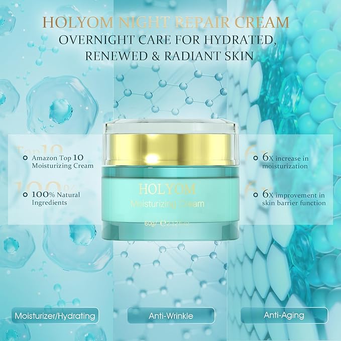 Anti-Aging Night Cream - Overnight Repair with Ceramides, Collagen Peptides and Hyaluronic Acid Deeply Hydrating, Non-Greasy, Fragrance-Free • 2.12 fl oz