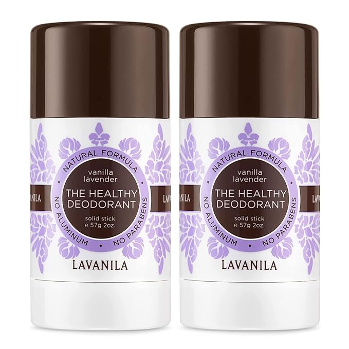 Lavanila Vanilla Lavender Deodorant for Women 2-Pack (2 Oz Each) - Natural Aluminum Free Solid Stick Deodorant, Made In USA, Vegan