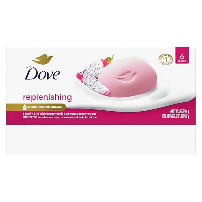 Dove Bar Soap 6 Count Dragon Fruit for Deep Nourishment for Calm, Replenished Skin 3.75 oz