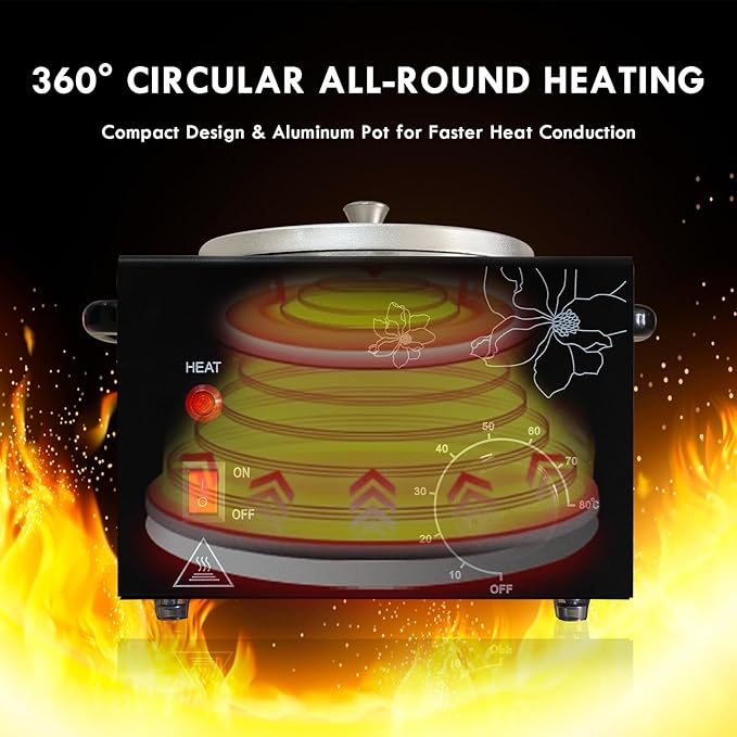 Professional Wax Warmer with Adjustable Temperature for Hair Removal - Electric Melted Wax Beads Heater for Women (Black Single Pot)