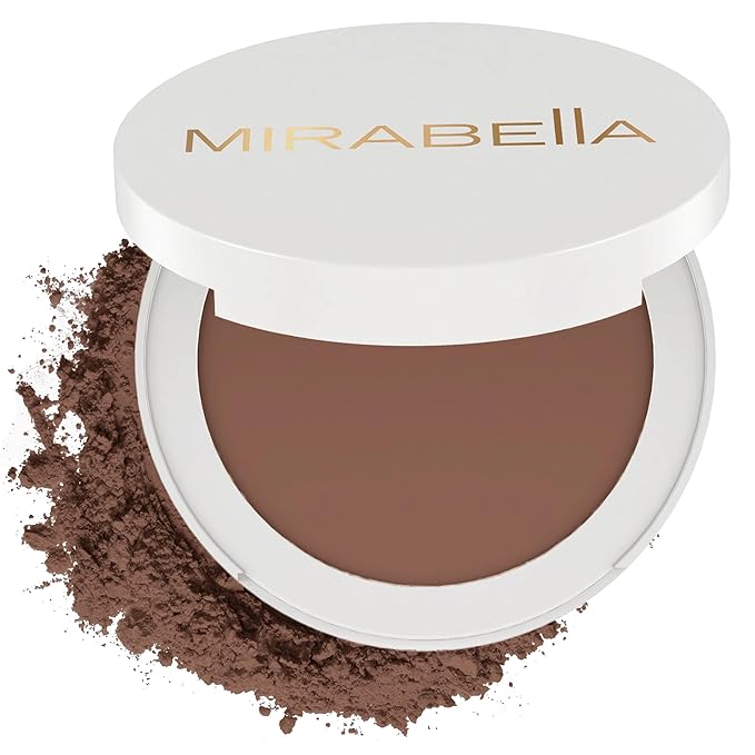 MIRABELLA - Invincible for All Pure Press Foundation, HD-Finish Pressed Powder, Buildable Mineral Pressed Powder Compact with Jojoba & Triglyceride, Age-Defying Makeup for All Skin Types, Deep D14