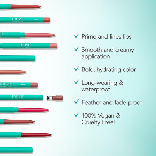 Thrive Causemetics Lip Filler Long-Wearing + Plumping Lip Liner, Shea Butter Hydrating Lip Plumper Retractable Lip Liner Pencil, Built In Sharpener, Vegan & Cruelty Free, Erika (Terracotta)