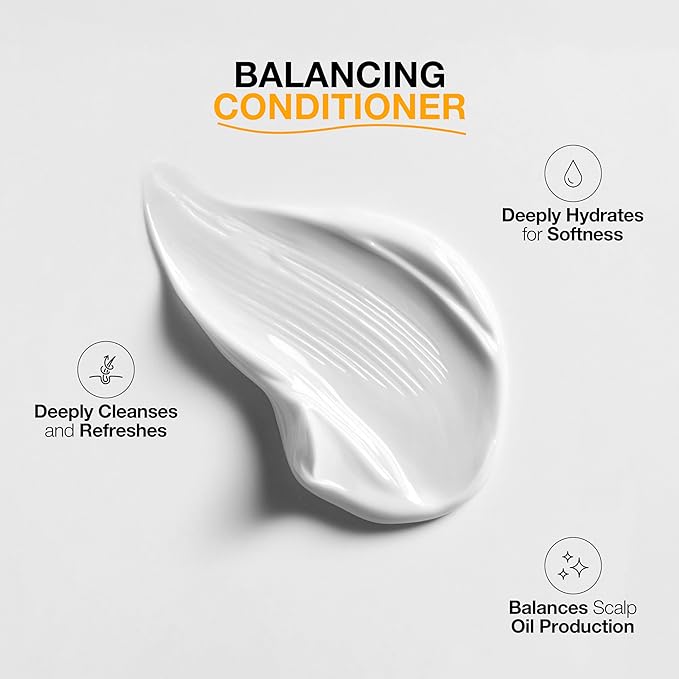 Balancing Conditioner for Oily Hair Scalp Volumising Sulphate Free Conditioners for Greasy Hair Colored Treated Dry Hair Anti-Frizz Hydrating Deep Cleansing for Men & Women - 10.1 Ounce