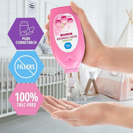 MED PRIDE 100% Talc Free Cornstarch Dusting Powder for Women, Cruelty Free Body Powder for Odor & Moisture Protection (Rose 13 Ounce (Pack of 1))