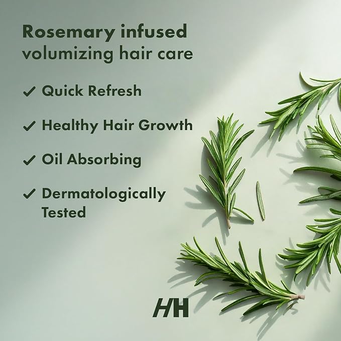 Handmade Heroes Dry Shampoo with Rosemary Oil for Hair Growth Healthier Looking Hair Volumizing Non Aerosol Drop Dead Gorgeous Dry Shampoo Rosemary 1.8oz (Light to Medium 1pc)