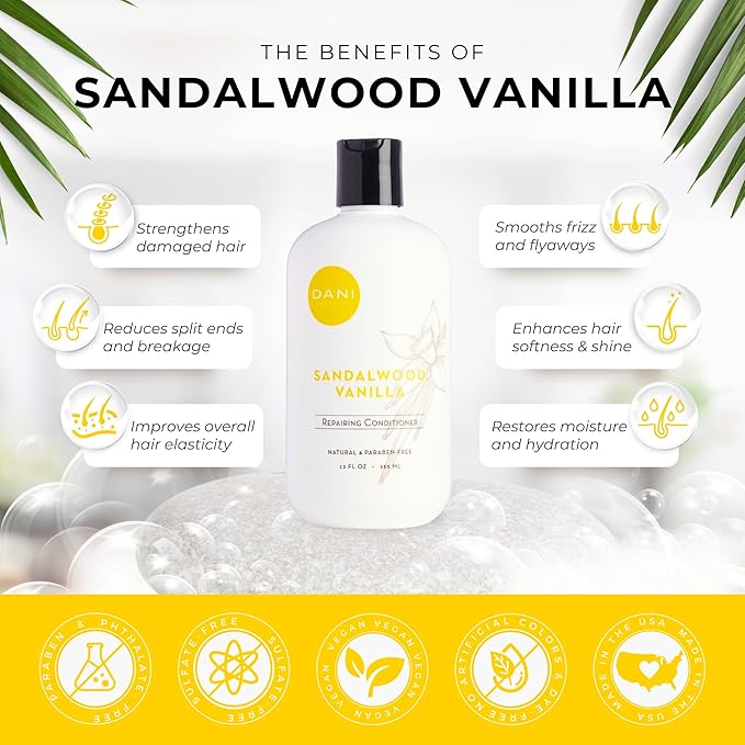 Naturals Conditioner – Sandalwood Vanilla, Strengthening & Thickening for Fuller-Looking Hair, Lightweight & Hydrating, Vegan & Color-Safe, 12 oz