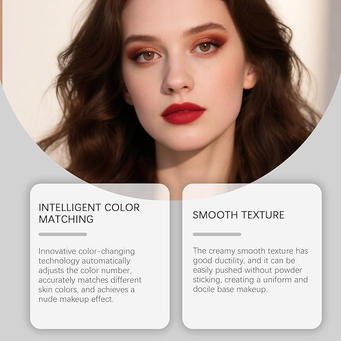 Dulele Cushion Foundation BB Cream, Mushroom Head Air Cushion CC Cream, Moisturizing Concealer Brighten Skin, Full coverage Matte Finish Easy Application for All Skin Types