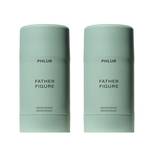 PHLUR Father Figure Deodorant Duo - Natural 48 Hour Odor Protection - Baking Soda Free & Aluminum Free Deodorant with Salicylic Acid, Arrowroot Powder & Tamanu Oil (2 x 1.76 oz)