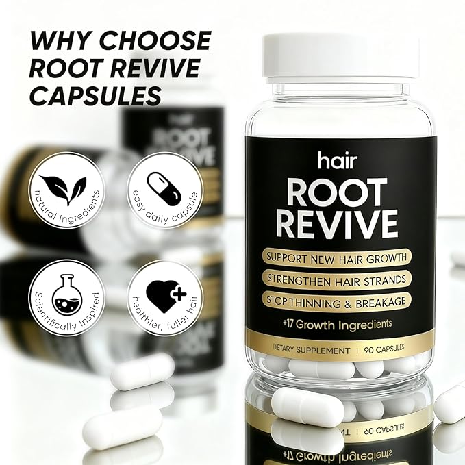 Root Revive Capsules – 90 Capsules | Supports Healthy, Thicker-Looking Hair | with Black Seed, Bamboo & Pumpkin Seed Extracts, Biotin & 17 Growth Ingredients