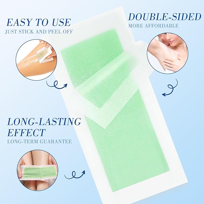 180PCS Wax Strips for Hair Removal - Facial Hair Removal for Women - Waxing Kit for Women, Face, Body, Arms, Legs, Chest, Back, Bikini & Brazilian 180ct Waxing Strips & 12Calming Oil Wipes