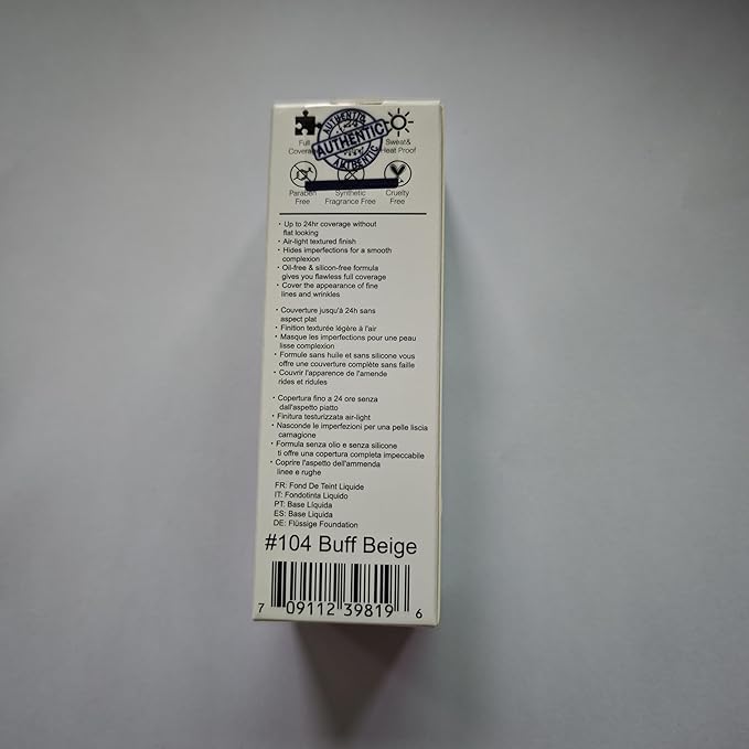 BestLand 2Pack PHOERA Foundation Full Coverage Liquid Foundation Cream - Long-lasting Lightweight Concealer - Oil-Free Formula - Natural Shade - Suitable for All Skin Types (2 Pack Buff Beige #104)