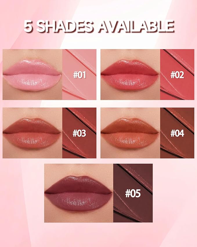 Tinted Lip Balm, Hydrating Moisturizing Lipstick, Nourishing Lip Stain Long Lasting Waterproof, Natural Glossy Lip Tint Moisturizer, Non-Sticky Tinted Lip Gloss, Christmas Makeup Gift for Women-04