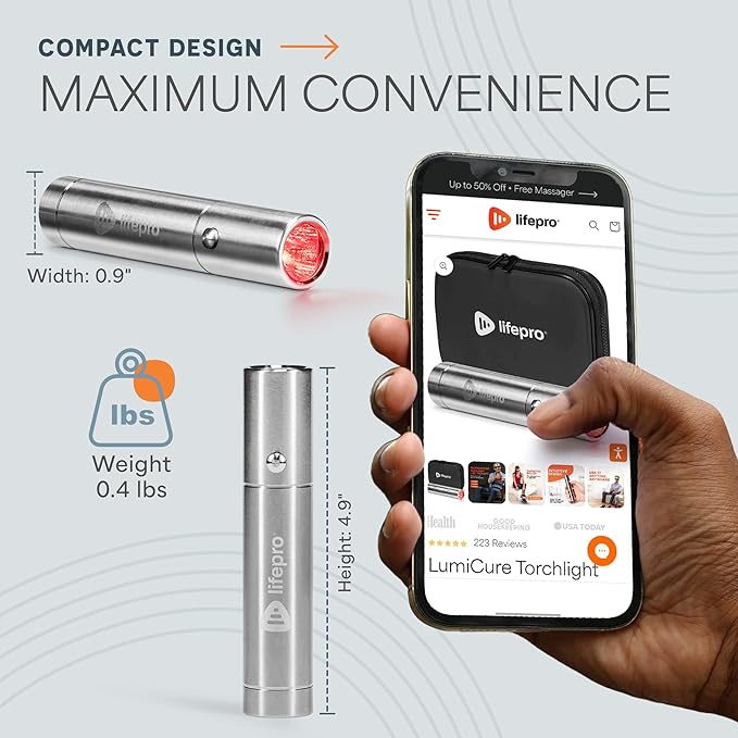 Lifepro Infrared & Red Light Therapy for Body Joints & Muscles Wellness Support, Portable Red Light Therapy Device, Near Infrared Light Therapy for Body & Face - Use 3 wavelengths