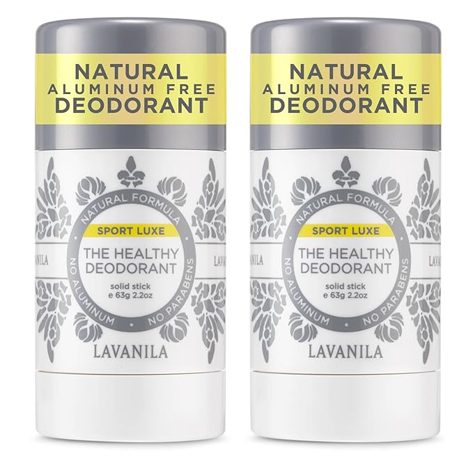 Lavanila Sport Luxe (2-Pack) Aluminum-Free Solid Stick Deodorant for Men & Women - Vegan, Clean, and Natural (2.2 Ounce Each)