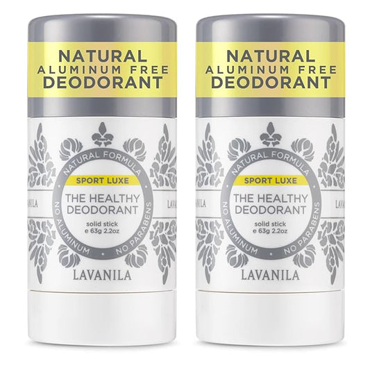 Lavanila Sport Luxe (2-Pack) Aluminum-Free Solid Stick Deodorant for Men & Women - Vegan, Clean, and Natural (2.2 Ounce Each)