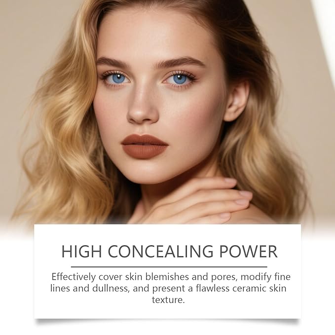 Dulele Cushion Foundation BB Cream, Mushroom Head Air Cushion CC Cream, Moisturizing Concealer Brighten Skin, Full coverage Matte Finish Easy Application for All Skin Types