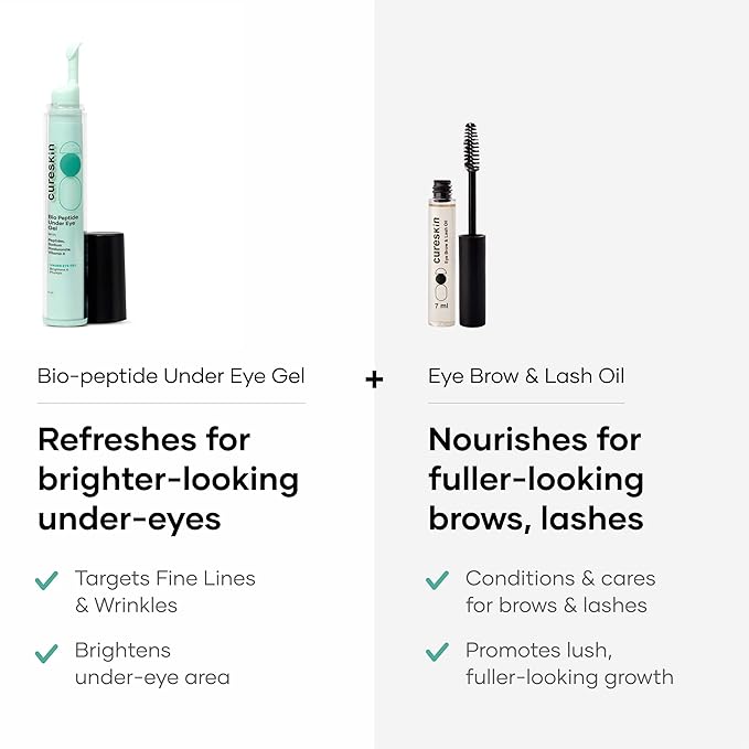 Eye Care Combo | Lash & Brow Oil + Peptide Under Eye Gel | Dark Circle Cream & Lash Growth Serum for Men & Women
