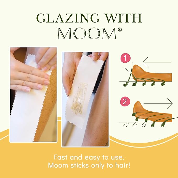 MOOM - Organic Sugar Wax Hair Removal Kit for Underarm, Face & Bikini, Infused with Tea Tree Oil, Includes Wax Strips & Sticks, Ideal for Sensitive Skin - 6 oz